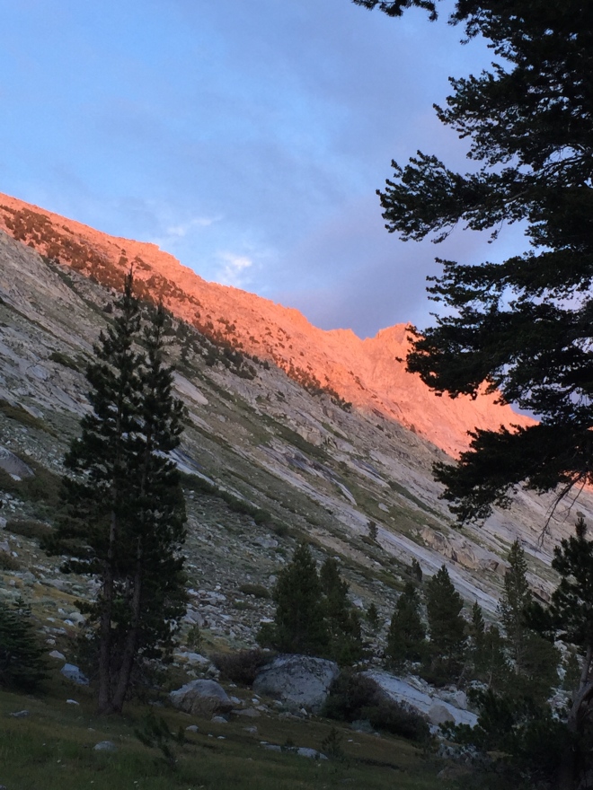 Alpenglow, as photographed from my tent.