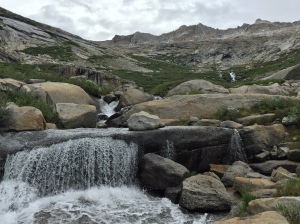 The last stream crossing on the north side of the pass, Kings River watershed.